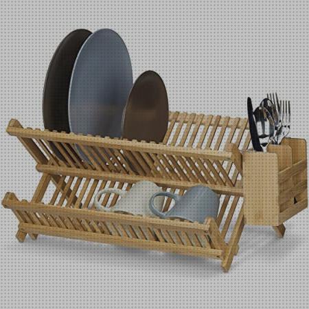 Review de relaxdays escurridor de platos plegable bambú